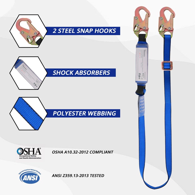 TT TRSMIMA TRSMIMA Safety Harness Fall Protection - Roofing Full Body Construction Lanyard Kit Men Fall Arrest Work Tree Climbing Roofer D-ring OSHA - Image 3